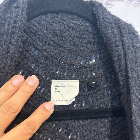 Sleeping on Snow Merino wool Dark Gray Slouchy open front Cardigan Size Small - Picture 6 of 7